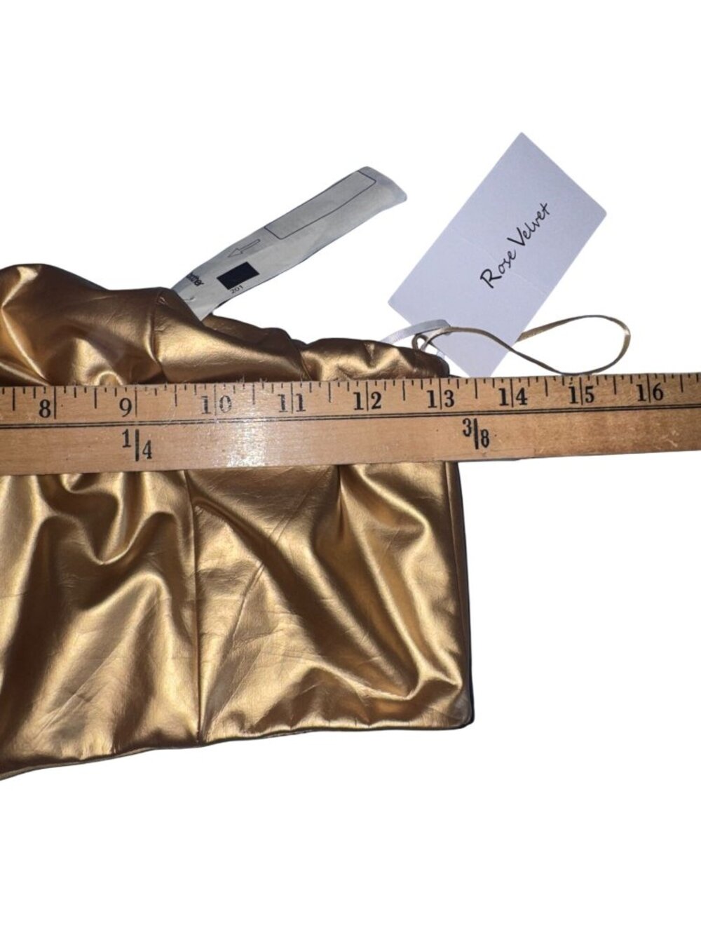 Rose Velvet Metallic Gold Strapless Crop Top Small New With Tags - Picture 3 of 8